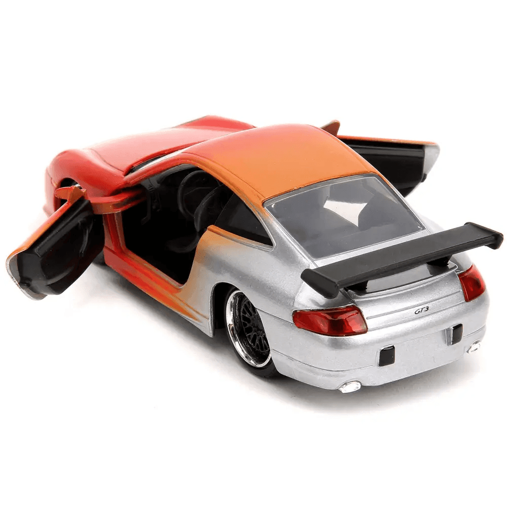 Blaze your Own Trail: Orange Porsche Gt3 Model Car! Unleash your Inner Speed Demon with this Stunning Orange and Silver Porsche 911 - Estalios