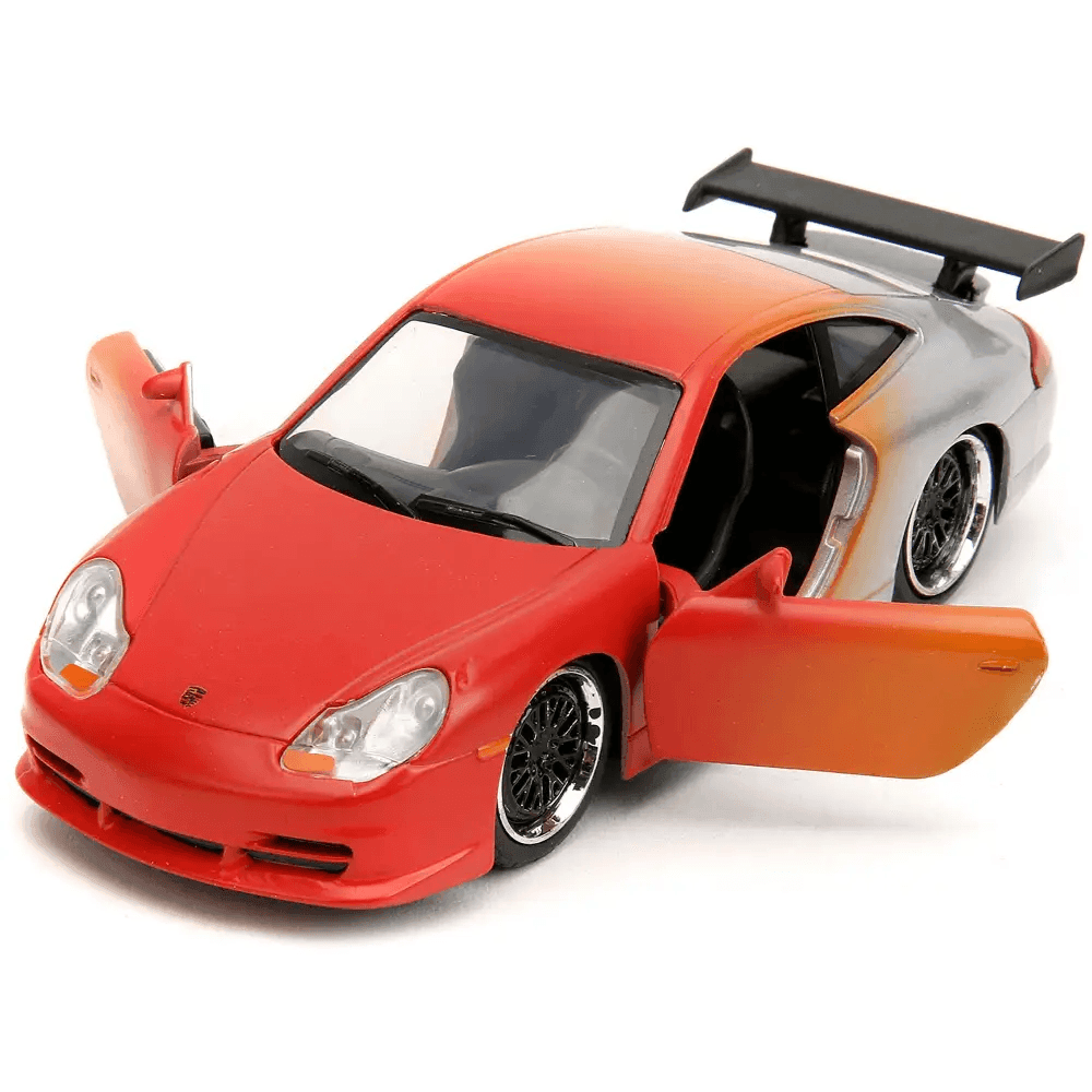 Blaze your Own Trail: Orange Porsche Gt3 Model Car! Unleash your Inner Speed Demon with this Stunning Orange and Silver Porsche 911 - Estalios