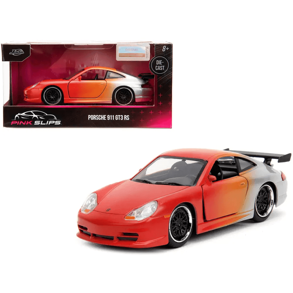 Blaze your Own Trail: Orange Porsche Gt3 Model Car! Unleash your Inner Speed Demon with this Stunning Orange and Silver Porsche 911 - Estalios