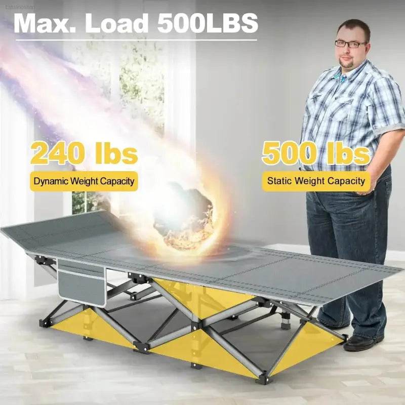 Portable Camping Cot with Carry Bag for Adults, Charcoal Grey - Estalios