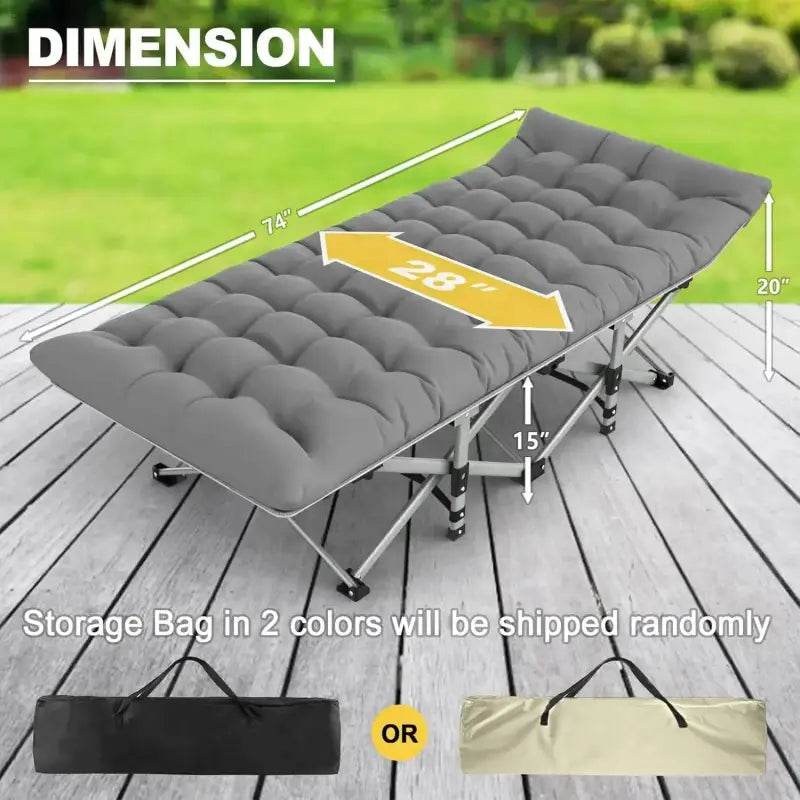 Portable Camping Cot with Carry Bag for Adults, Charcoal Grey - Estalios