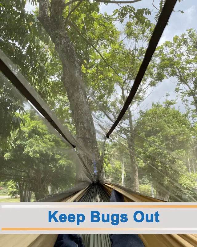Portable Camping Hammock - Double & Single with Mosquito Net, Perfect for Outdoor Adventures & Travel, Includes 2 x 10ft Straps - Estalios
