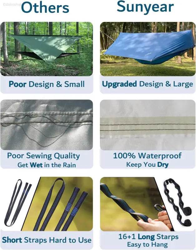 Portable Camping Hammock - Double & Single with Mosquito Net, Perfect for Outdoor Adventures & Travel, Includes 2 x 10ft Straps - Estalios