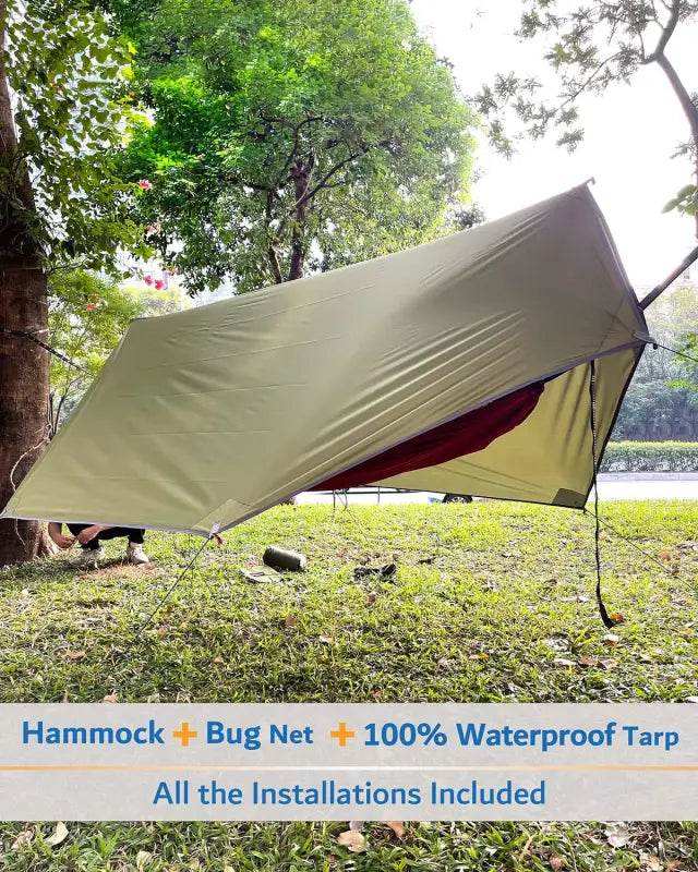 Portable Camping Hammock - Double & Single with Mosquito Net, Perfect for Outdoor Adventures & Travel, Includes 2 x 10ft Straps - Estalios