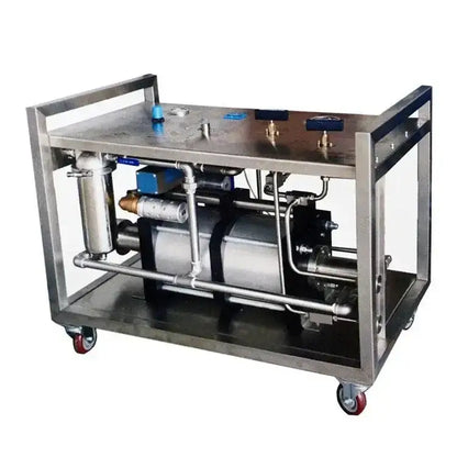 Mobile stainless steel industrial machine for portable CO2 extinguisher filling