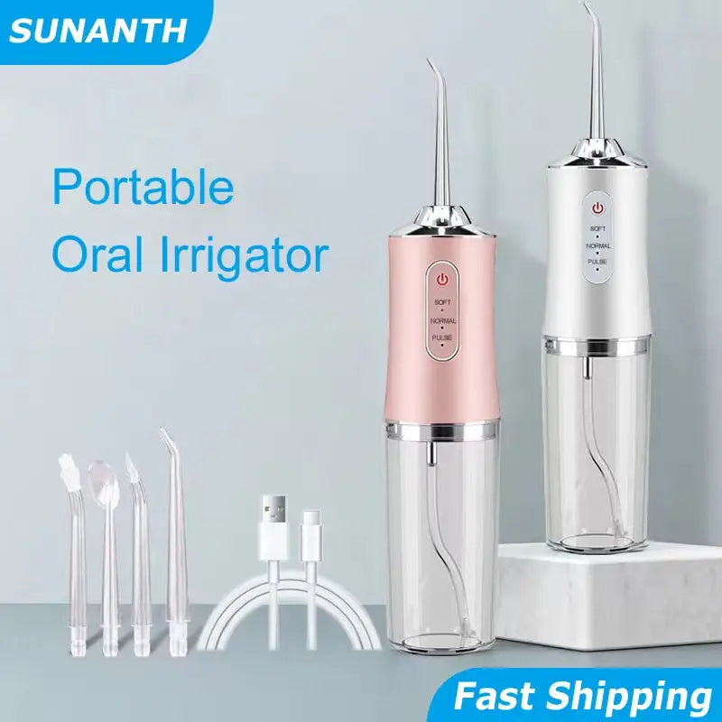 Portable Cordless Teeth cleaning machine with various attachments for travel oral irrigator