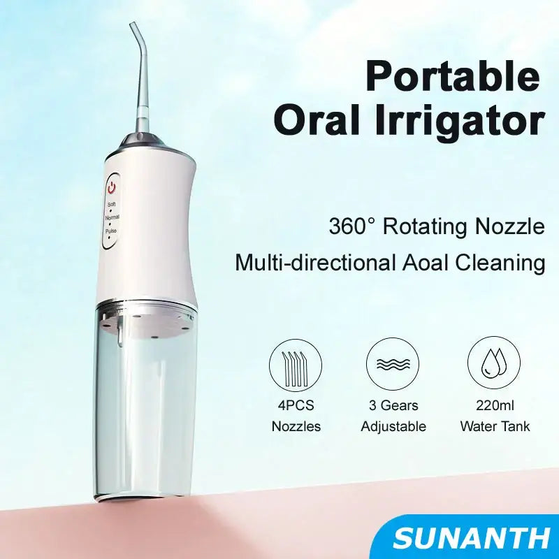 Portable Cordless Teeth Cleaning Power with rotating nozzle for effective travel oral irrigator