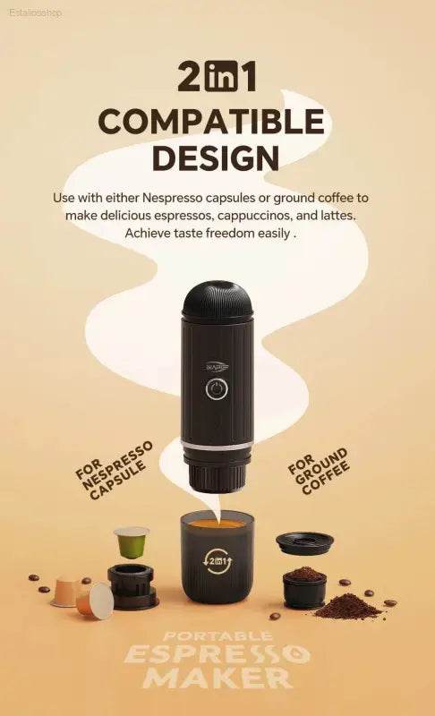 Portable Electric Espresso Maker for Hot or Cold Coffee - Estalios