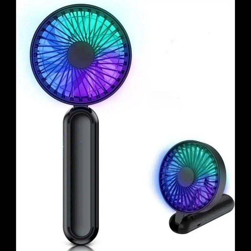 Portable Handheld Fan with RGB Lights and Rechargeable Battery - Estalios