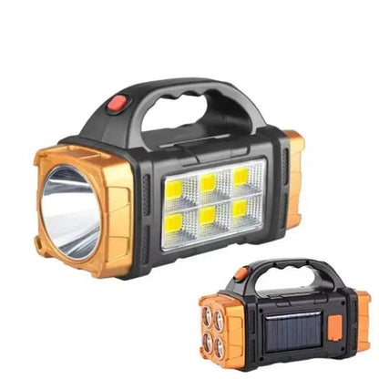 Portable Powerful USB Rechargeable Flashlight Solar LED Light with COB Work Light 4 Gear Charge Mobile Phone Camping Lamp - Estalios