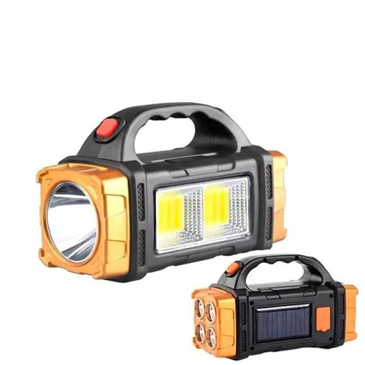 Portable Powerful USB Rechargeable Flashlight Solar LED Light with COB Work Light 4 Gear Charge Mobile Phone Camping Lamp - Estalios
