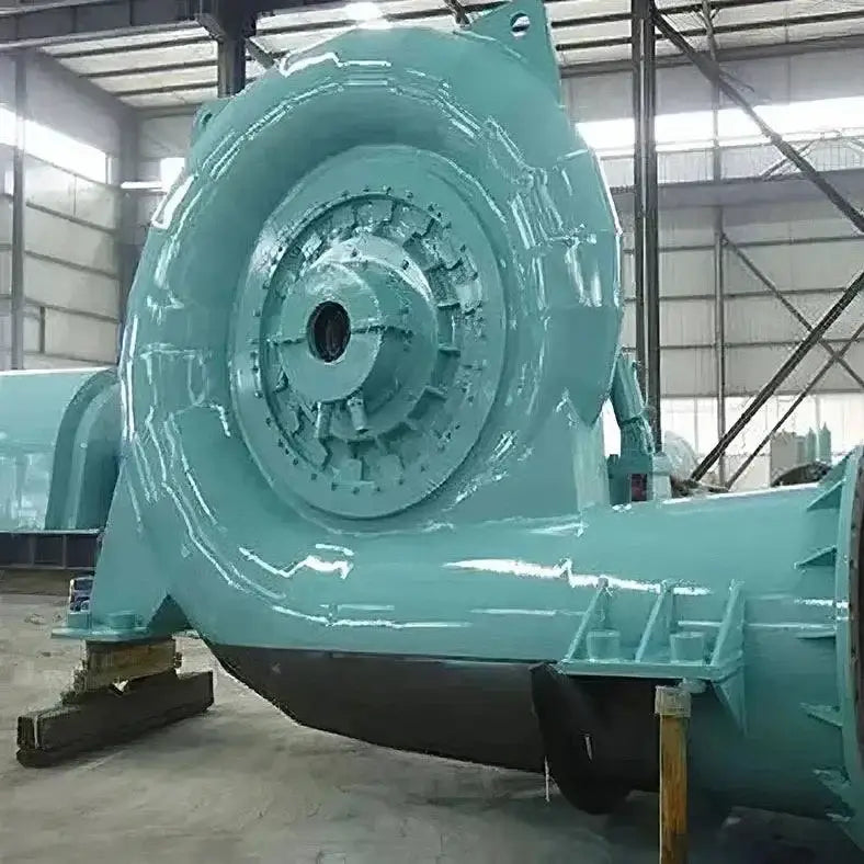 Turquoise industrial turbine from Power Up with River Turbine Generators for 2000kw river turbine