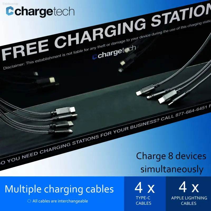 Charging station with multiple interchangeable cables.