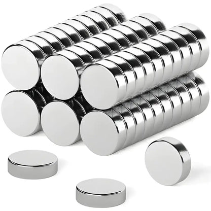 Shiny stacks of super strong Neodymium disc magnets for powerful rare earth needs