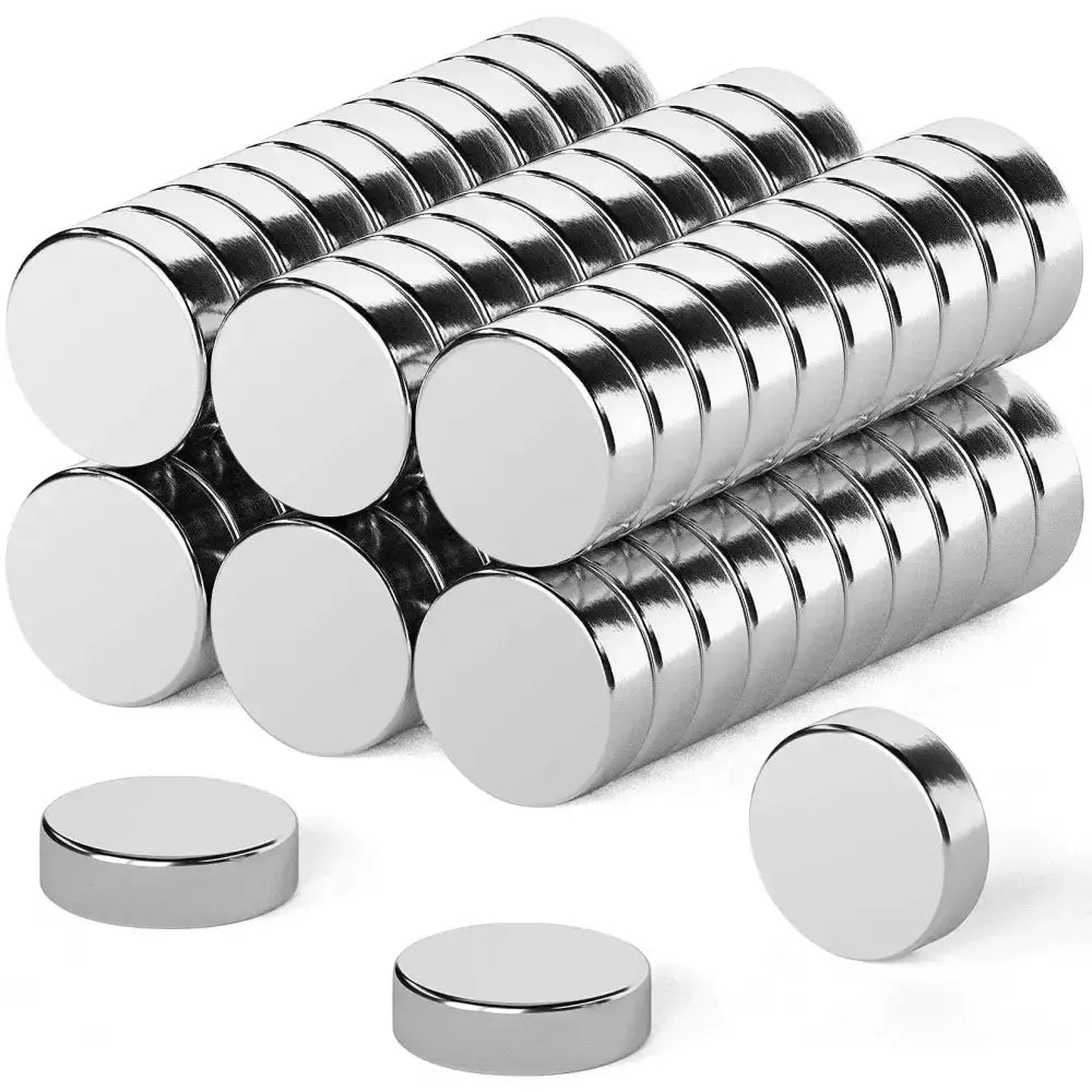 Shiny stacked super strong neodymium disc magnets from Powerful Rare Earth