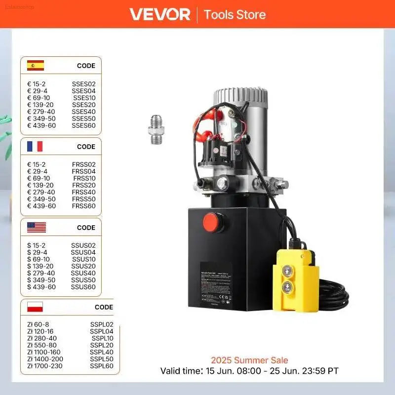 Powerful Succebuy 12V Hydraulic Pump for Effortless Car Lifting - 4/10/20 Quart Single Acting Dump Trailer Unit - Estalios