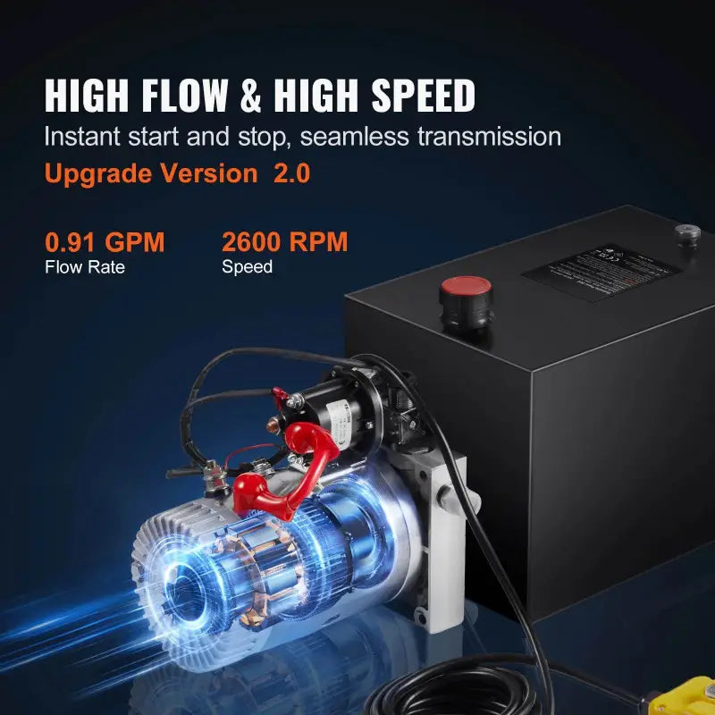 Powerful Succebuy 12V Hydraulic Pump for Effortless Car Lifting - 4/10/20 Quart Single Acting Dump Trailer Unit - Estalios
