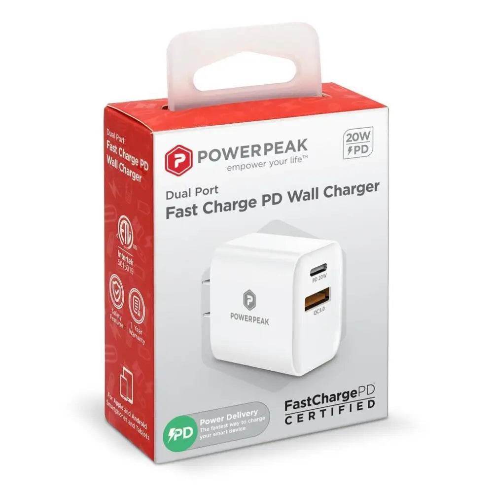 PowerPeak PD Wall Dual Port Charger 20W for Fast Charging - Estalios