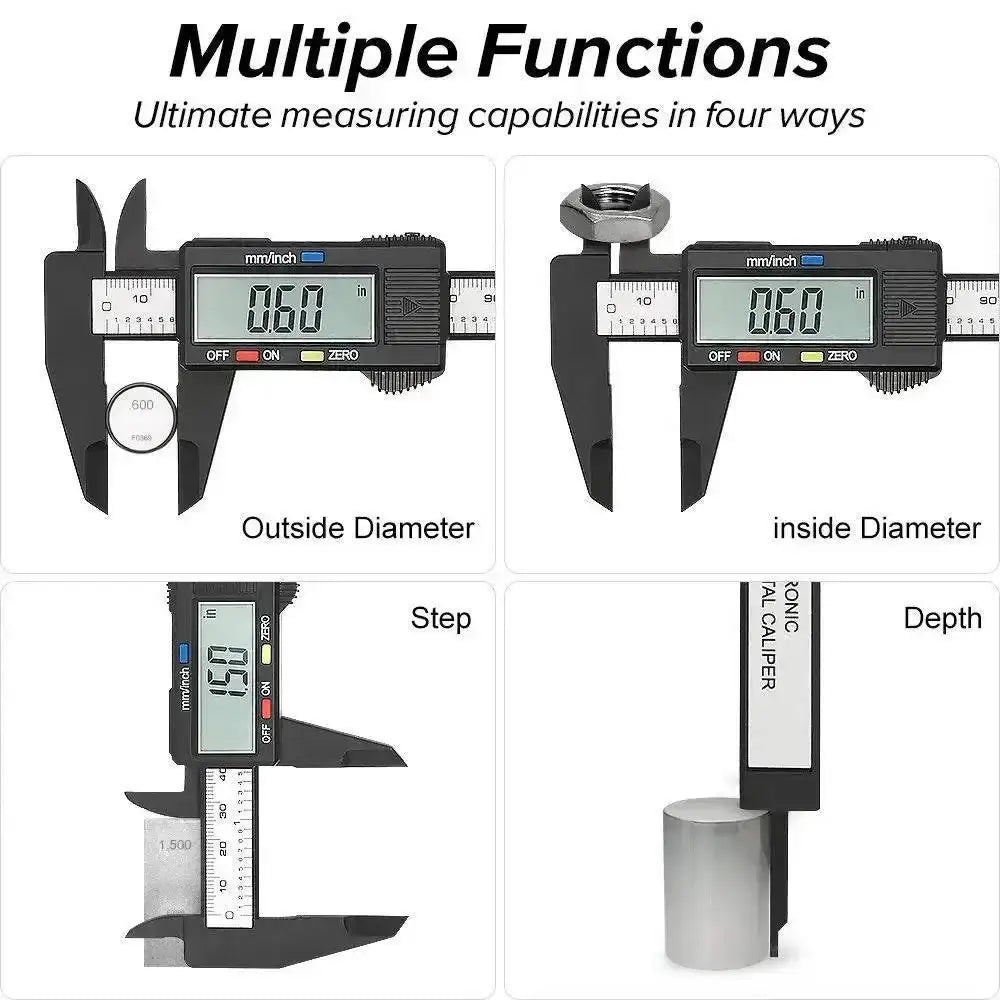 Digital caliper showcasing versatile measuring functions in Precision Carbon Fiber Caliper