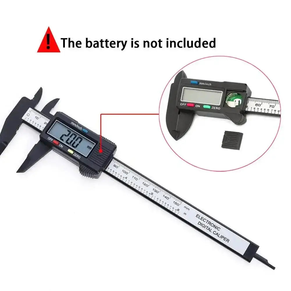 Black Precision Carbon Fiber Digital Caliper for accurate measurements with electronic display