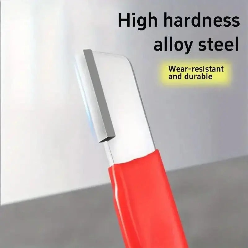 Red-handled alloy steel blade in Precision Edge Kitchen Knife Sharpener for pro chefs