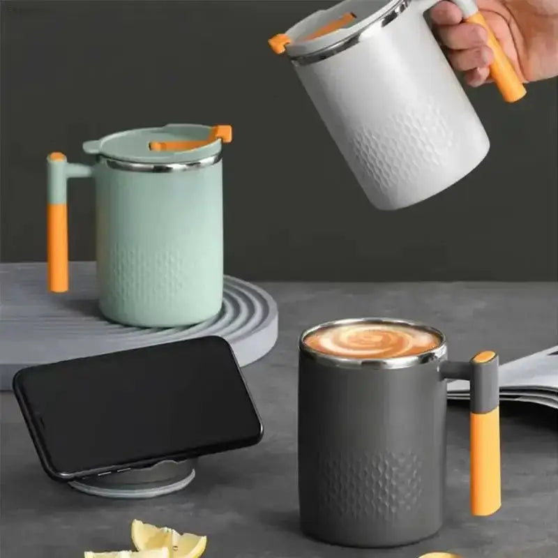 Premium 450ml Stainless Steel Insulated Coffee Mug with Handle - 15oz Double Layer Thermal Drinkware - EstaliosShop