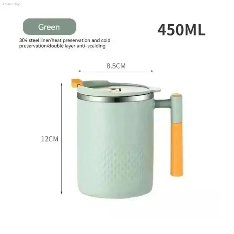 Premium 450ml Stainless Steel Insulated Coffee Mug with Handle - 15oz Double Layer Thermal Drinkware - EstaliosShop