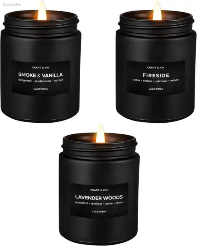 Premium Smoke Vanilla Soy Candle for Men 45 Hour Burn - Estalios