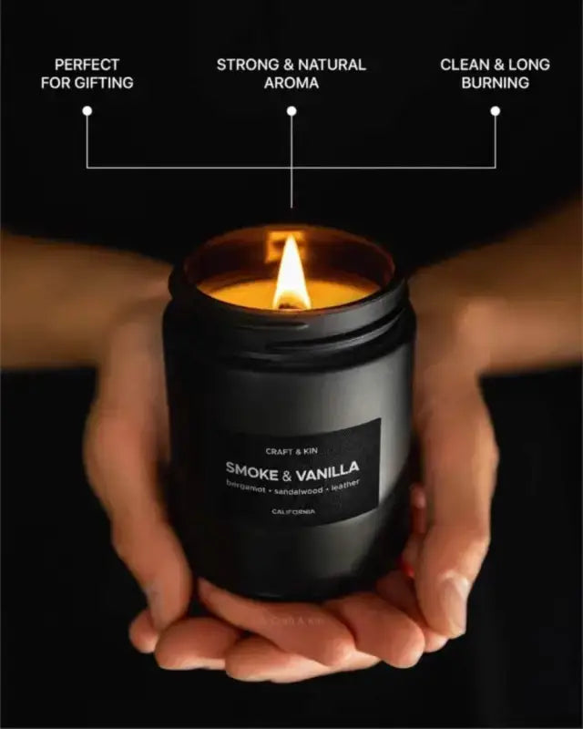 Premium Smoke Vanilla Soy Candle for Men 45 Hour Burn - Estalios