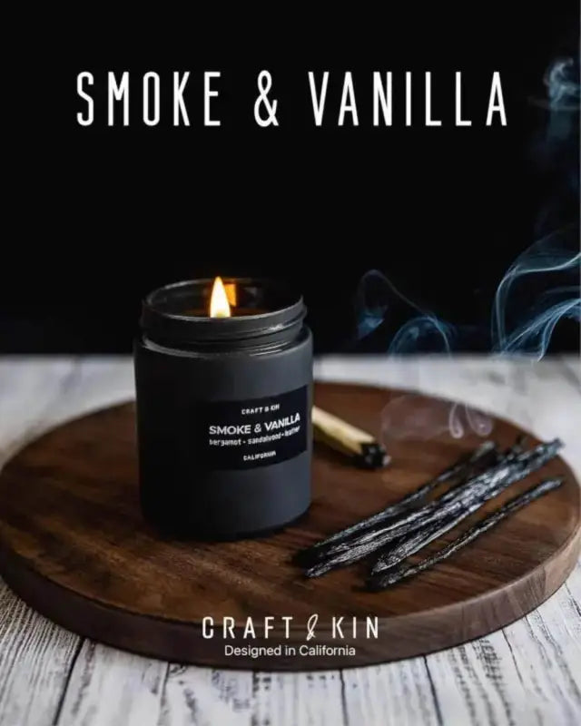Premium Smoke Vanilla Soy Candle for Men 45 Hour Burn - Estalios