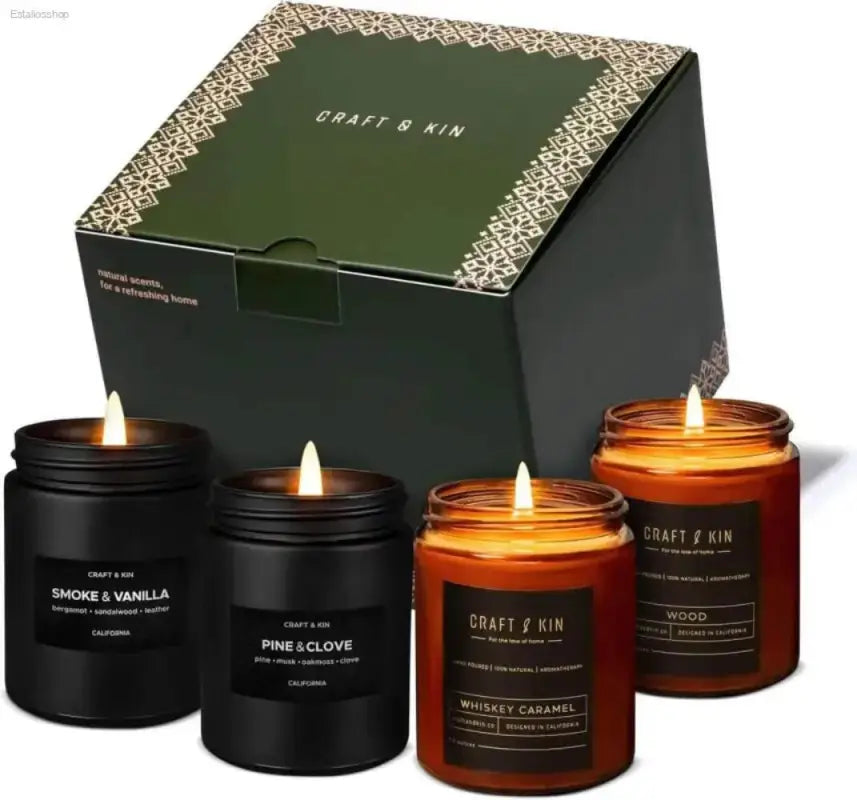Premium Smoke Vanilla Soy Candle for Men 45 Hour Burn - Estalios