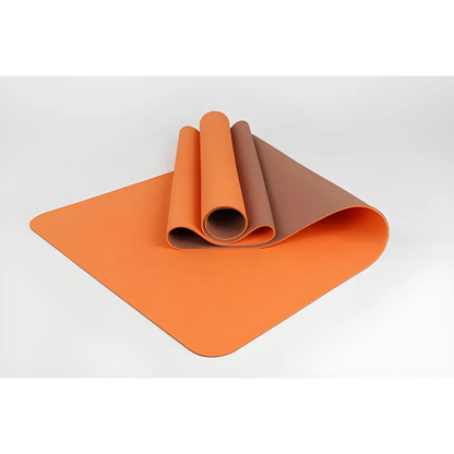 Two-toned Premium TPE Yoga Mat in Orange & Gray for stylish workouts and comfort