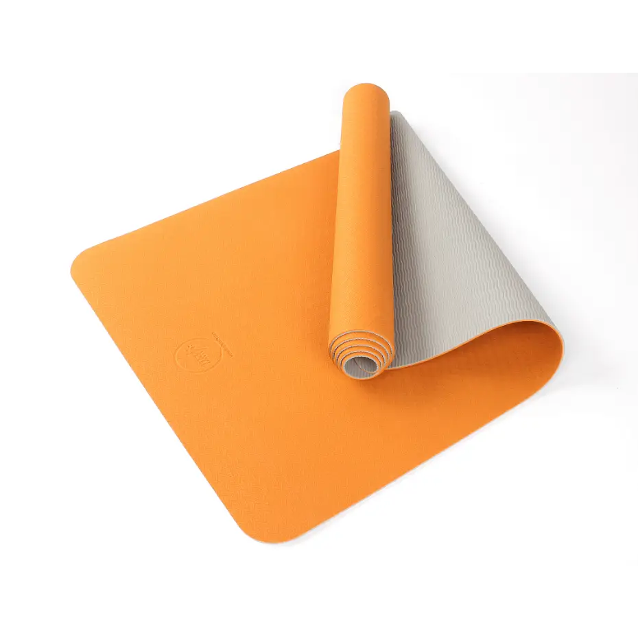 Orange and gray Premium TPE Yoga Mat for a comfortable and stylish workout experience