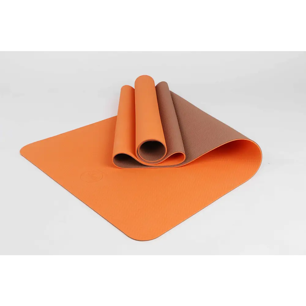 Orange and brown TPE Premium Yoga Mat for stylish and comfortable workouts