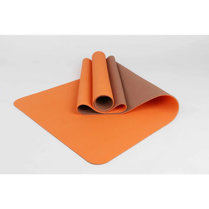 Orange and brown TPE Premium Yoga Mat for stylish and comfortable workouts