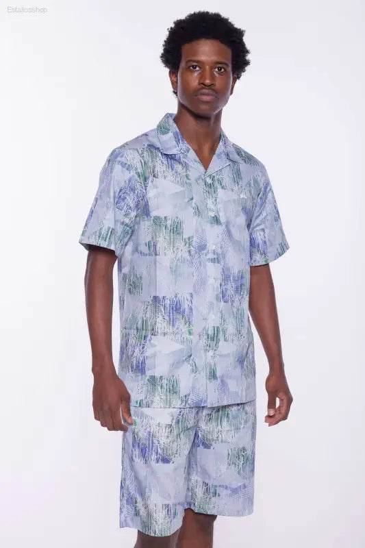 Matching shirt and shorts set.