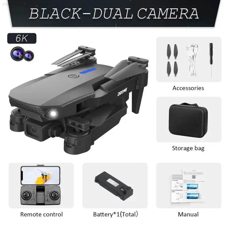Professional Drone E88 6K Wide-Angle HD 1080P Camera WiFi FPV Height Hold Foldable RC Drone Quadrotor Helicopter Children's Toys - Estalios