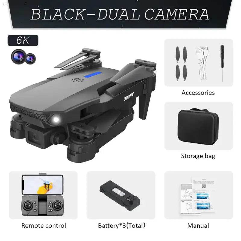 Professional Drone E88 6K Wide-Angle HD 1080P Camera WiFi FPV Height Hold Foldable RC Drone Quadrotor Helicopter Children's Toys - Estalios