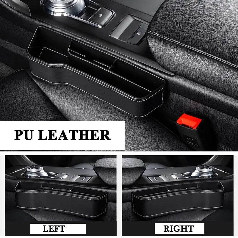 PU Leather Car Seat Gap Box Organizer with Cup Holder - Estalios