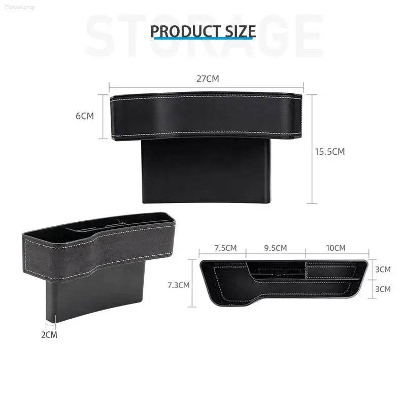 PU Leather Car Seat Gap Box Organizer with Cup Holder - Estalios