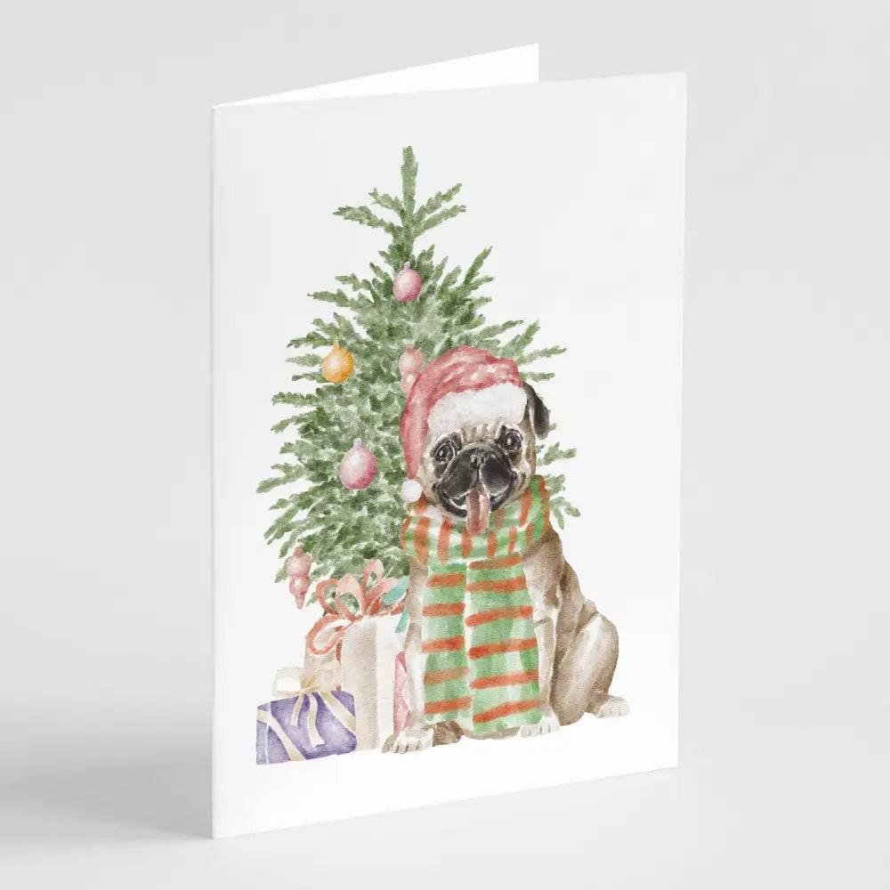 Pug Christmas Card Mania: Watercolor Woofmas! Packaged Pug Christmas Cards Bring the Cuteness of Pugs to your Holiday Greetings. these Watercolor Pug - Estalios