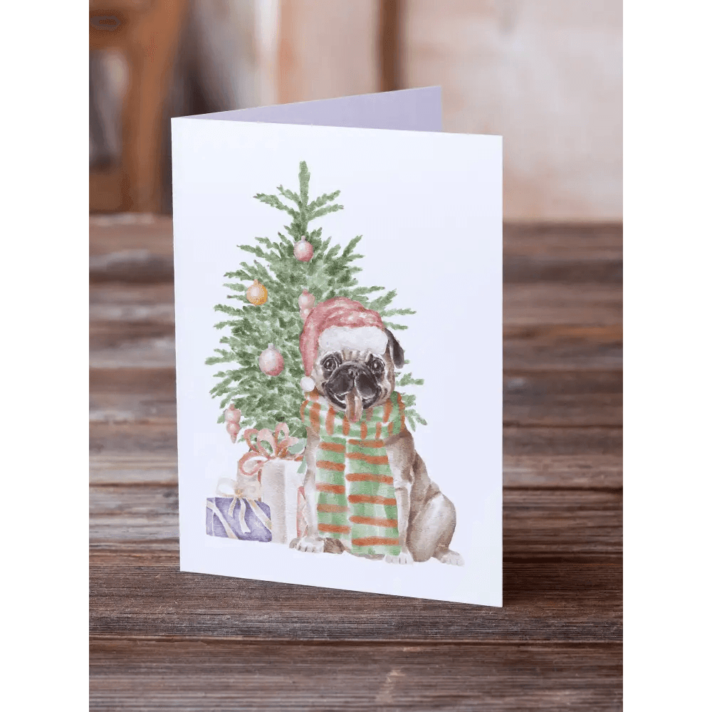 Pug Christmas Card Mania: Watercolor Woofmas! Packaged Pug Christmas Cards Bring the Cuteness of Pugs to your Holiday Greetings. these Watercolor Pug - Estalios