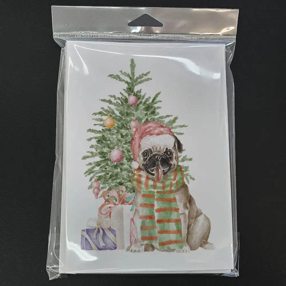 Pug Christmas Card Mania: Watercolor Woofmas! Packaged Pug Christmas Cards Bring the Cuteness of Pugs to your Holiday Greetings. these Watercolor Pug - Estalios