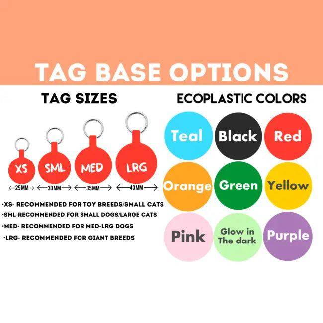 Pug Pet Tags in Moon Pink Glow in the Dark Options - Estalios
