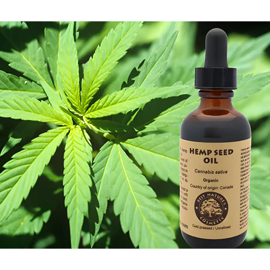 Pure Cold Pressed Hemp Seed Oil in a brown bottle, showcasing its natural benefits