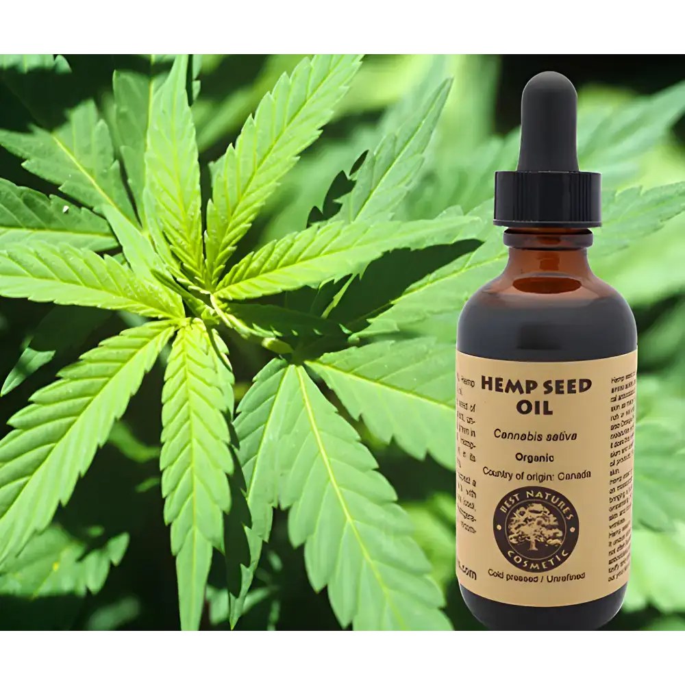 Pure Cold Pressed Hemp Seed Oil in a brown bottle showcasing hemp seed oil goodness