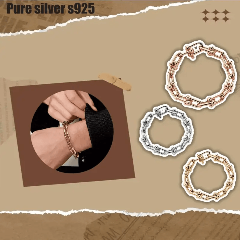 Silver chain bracelets.