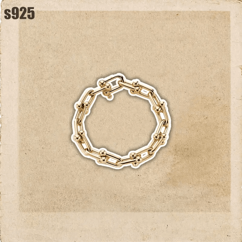 Gold chain-link bracelet.