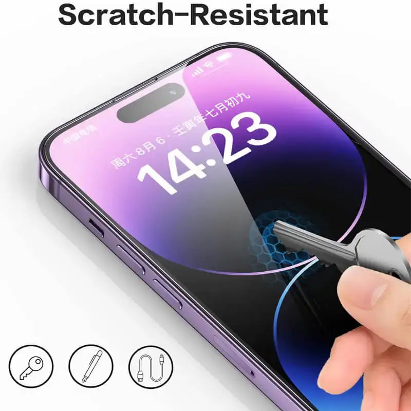 Scratch-resistant phone screen protector for iPhone 15 Pro Max in Purple Case & Tempered Glass 5pcs