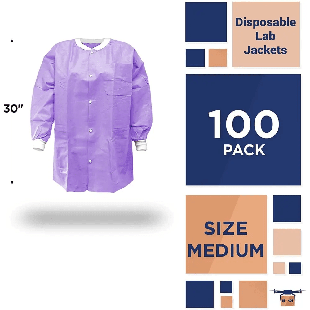 Unleash Ultra Violet: Grab your Purple Disposable Lab Jacket Pack Now! Here's the Product Description you Requested: Step Into the Lab with Confidence - Estalios